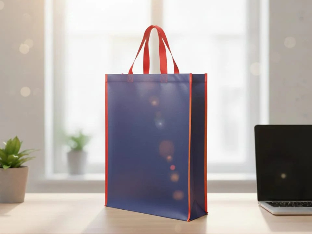 Hand Bag - Grey & Blue - 120 GSM - Non Woven