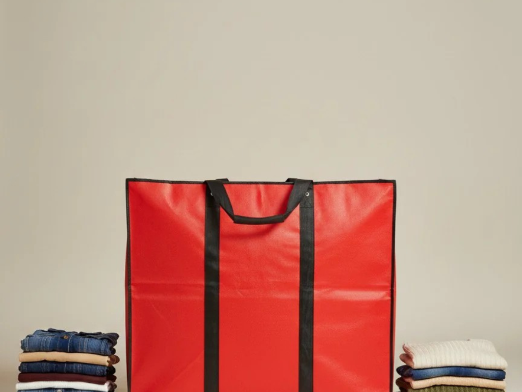 Storage Bags -Red - Size 27*24+14 -120 GSM - Non Woven