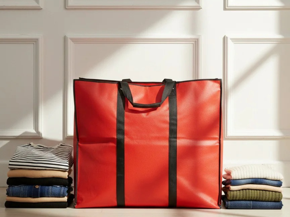 Storage Bags -Red - Size 27*24+14 -120 GSM - Non Woven